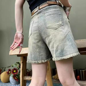 Hong <b>Kong</b> Retro Style Denim Shorts for Women New <b>Large</b> Size High Breathable Five-Point Pants Loose Slimming Wide-leg Design - Product Image 4