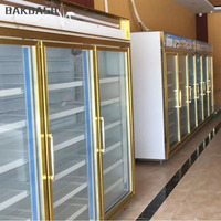 Ventilateur de fonction de dispositif automatique d'évaporation d'eau refroidissant le congélateur droit d'affichage de porte en verre du supermarché 1200L à deux portes