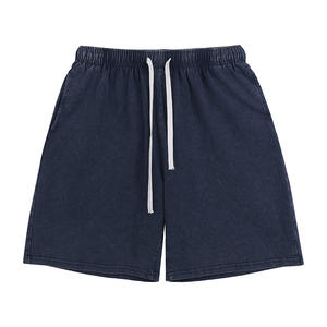 กางเกงขาสั้นผู้ชายผ้าฝ้ายแบบวินเทจกางเกงขาสั้นแฟชั่นผ้าทอลำลองซักด้วยกรดสำหรับฤดูร้อนออกแบบโลโก้ได้ตามต้องการ - Product Image 3