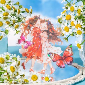 6 pièces/paquet fleur autocollant papillon fille série coquille lumière main <span class=keywords><strong>compte</strong></span> bricolage matériel décoration autocollant 6 Styles - Product Image 4