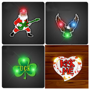 Vendita calda di alta qualità LED lampeggiante spilla spilla in plastica distintivo Logo personalizzato per feste feste Ramadan April giorno dello sciocco - Product Image 1