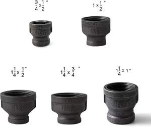 1/2 Zoll x 3/4 Zoll Eisen-Reduzierkupplung mit Innensechskantanschluss, Rohrfitting, sandgestrahlte Oberfläche, NPT-Gewinde für DIY-Möbel - Product Image 3