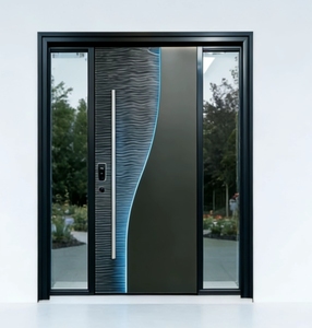 Portes <span class=keywords><strong>d</strong></span>'<span class=keywords><strong>entrée</strong></span> et de villa modernes, étanches, à LED bleues larges, en aluminium moulé, avec poignées en acier inoxydable – Meilleures ventes - Product Image 3
