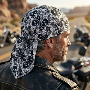 Durags <span class=keywords><strong>de</strong></span> <span class=keywords><strong>moto</strong></span> <span class=keywords><strong>de</strong></span> haute qualité en maille respirante et absorbante, en soie élastique, personnalisables OEM, pour un sommeil agréable - Product Image 1