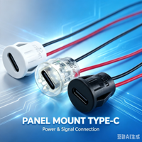 Conector de Carga USB-C Tipo Circular Hembra LN-022E de 24AWG y 2 Pines para Juguetes Inteligentes, Lámparas y Modificación de Equipos Domésticos