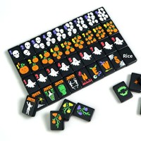Jeu de tuiles de mahjong américain en acrylique de qualité supérieure, style dessiné à la main pour Halloween, jeu de loisirs de table, personnalisation du logo et de la taille possible