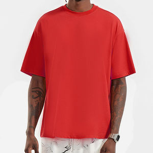 T-shirts de gym décontractés grande taille T-shirt blanc à col rond et épaules tombantes pour hommes T-shirt surdimensionné en coton épais de 240g/m2 - Product Image 4