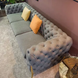 Luxe Italiaanse Stijl Knop Couch Sofa Woonkamer Triple Noordelijke Europese Stijl Lederen Sofa Set