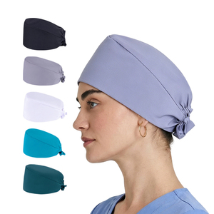 Vente en gros de casquettes chirurgicales en tissu tissé gris personnalisées, casquettes d'infirmière confortables pour pédiatrie et dentisterie - Product Image 1