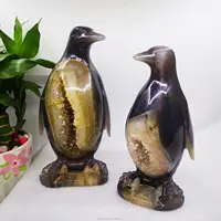 Hochwertige hand geschnitzte natürliche Geode Achat Kristall Upstanding Pinguine für Home Decoration und Geschenke