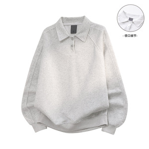 เสื้อสเวตเชิ้ตแขนยาวผู้ชาย สีดำ สำหรับฤดูใบไม้ร่วงและฤดูหนาว ดีไซน์เรียบง่ายทันสมัย มีซับใน - Product Image 5