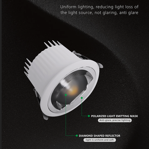 <span class=keywords><strong>Spot</strong></span> LED encastré polarisé 12W <span class=keywords><strong>anti</strong></span>-éblouissement pour plafond, éclairage mural, lampes murales, réflecteur spécial pour hôtels et commerces - Product Image 3