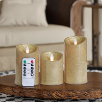 Set Lilin LED Tanpa Api 3 Buah dengan Remote Control, Nyala 3D, Lilin Parafin - Untuk Perayaan Tahun Baru & Wisuda