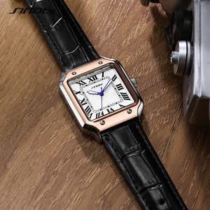 Reloj de Lujo Cuadrado Clásico y Moderno SINOBI para Hombre, Diseño Único y Casual con Correa de Cuero Genuino/Acero Inoxidable, Incluye Caja de Regalo - Product Image 4