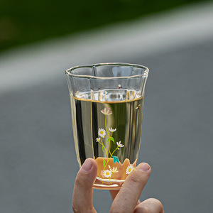 Tasse à thé en verre Daisy Cloud, verre borosilicate de haute qualité, tasse personnelle, motif floral, résistante à la chaleur, vaisselle de table - Product Image 3