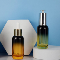 Vente en gros de flacons compte-gouttes en verre ambré vert transparent de 30 ml et 50 ml, flacon cosmétique pour sérum facial