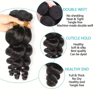 도매 저렴한 처녀 머리 브라질 느슨한 웨이브 번들 100% 레미 인모 소프트 익스텐션 8-30 인치 머리 직조 - Product Image 3