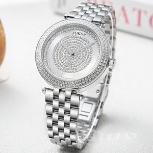Mode dames montres-bracelets en cristal de haute qualité robe or diamant luxe en acier inoxydable <span class=keywords><strong>femme</strong></span> montres à quartz logo personnalisé - Product Image 4