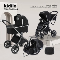 Poussette Bébé Haute Kidilo 3-en-1 Paysage avec Nacelle 3-en-1 Pliable Bidirectionnelle, Frein Double à une Étape, Voiture de Marche pour Enfants