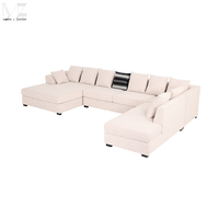 Ensemble de canapés sectionnels en forme de U de luxe moderne, style nordique minimaliste, en tissu, pour salon, canapé modulaire double chaise longue pour grand espace