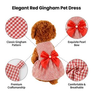 Vestido a Cuadros para Perro, Vestido de Princesa para Mascotas, Falda para Perros Pequeños y Gatos - Product Image 6