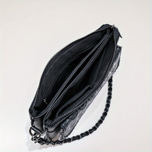 Sac à Bandoulière Géométrique Vintage avec Fermeture à Glissière Embossée pour Téléphone Portable avec Décoration Crâne Sangle Unique - Product Image 5