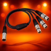 Kabel Audio 3-in-1 60cm Laris Manis, XLR Male 3 XLR Female, Splitter 3-Arah Multifungsi untuk Mikrofon, Amplifier, Speaker