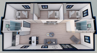 Maison conteneur moderne extensible de 20 pieds, 3 chambres, préfabriquée, villa portable, hôtel, habitation, bureau, bâtiment résistant aux tremblements de terre