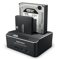 Station d'accueil RSHTECH pour disque dur avec lecteur de carte SD/TF USB 3.0 pour disque dur SSD/HDD SATA 2,5'' et 3,5'' jusqu'à 16 To