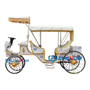 Calèche de Mariage Personnalisée de Luxe à Quatre Roues, Calèche Électrique Sans Chevaux à Double Rangée pour Visites Panoramiques avec Auvent - Product Image 2