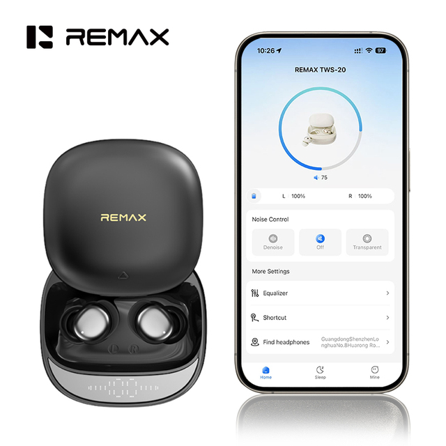 Remax Mini Sleep Earbuds Bluetooth 6.0 Comfort Fit Sleep Headphones Noise Canceling Earphones for Side Sleepers with LED Display