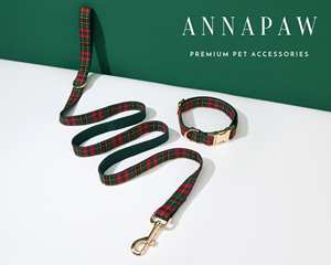 ปลอกคอสุนัขและสายจูงทำมือ ประดับโบว์กำมะหยี่และใยสังเคราะห์ ตกแต่งด้วยหมุดโลหะ เหมาะสำหรับเป็นของขวัญวันเกิด - Product Image 5