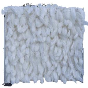 Toile de fond murale personnalisée de 8 pieds, en plumes d'autruche artificielles, blanches et bleues, avec enroulements de fleurs, pour décoration de mariage et de <span class=keywords><strong>restaurant</strong></span>. - Product Image 5