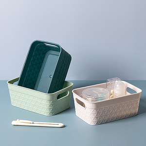 Creative Desktop Storage Basket Rectangle PP <b>Plastic</b> Office Organizer Three Piece <b>Set</b> for Cosmetic Document <b>Drawer</b> Storage - Product Image 3