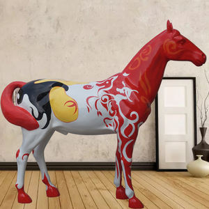 Statua della scultura del cavallo della resina della vetroresina di grandezza naturale nera completa della pittura fatta a mano su ordinazione per la decorazione dell'esposizione di Windows - Product Image 5
