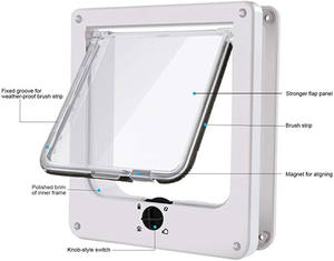Porte-fenêtre moderne carrée à 4 voies avec verrouillage, à ouverture spirale, à rabat intérieur en plastique, pour chiens et chats, pour l'accès aux animaux de compagnie - Product Image 3