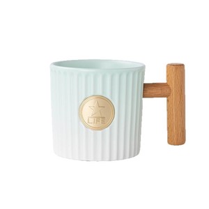 Wooden Handle Brass Medal Mug <b>Ceramic</b> <b>Cup</b> With Engraving Business Gift Solid Color Mugs For Office Use - Product Image 2