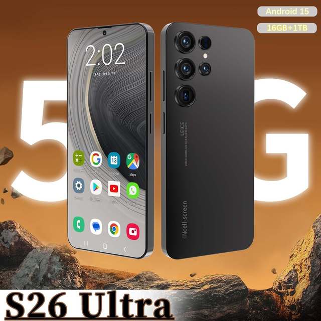 16GB+1TB S26 Ultra Full Screen Smartphone 2026 Model 108MP Camera 5G Android 15 144Hz LED Display Global Languages Support