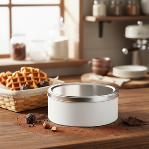 Kontensan L941 Cylindrical Metal Tin <b>Box</b> 2 Liter Food Storage Container for Praline Waffle 153x109mm Slip Lid - Product Image 3
