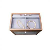 Remontoir de montre en bois de noyer avec plateau à bijoux intégré et fonction de sécurité anti-chute pour bagues et bracelets, boîte de rangement à 2 emplacements