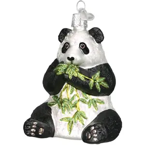 Ornements de Noël: Ornements soufflés en verre panda pour la décoration d'arbre de Noël Écologique