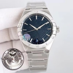 Montre mécanique pour homme haut de gamme, bracelet en acier intégré, boîtier en acier, cadran bleu denim, luminescent, étanche, verre saphir - Product Image 2
