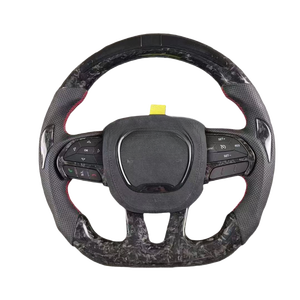 Volante Deportivo de Fibra de Carbono Forjado con Luces LED para Dodge Challenger Hellcat Charger <span class=keywords><strong>Rt</strong></span> Srt Scat Pack 2014 2015 <span class=keywords><strong>2016</strong></span> 2017 2018 2022 2023 - Product Image 1