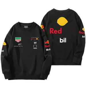 เสื้อฮู้ดผู้ชายแฟชั่นสีแดง ชุดแข่งรถ F1 เฟอร์รารี่ สำหรับฤดูใบไม้ผลิและฤดูร้อน เสื้อแจ็คเก็ตนักขี่มอเตอร์ไซค์แบบกำหนดเอง ลายโลโก้ BULL ใหม่ ปี 2026 - Product Image 5