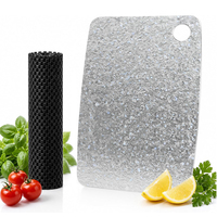 Planche à découper rectangulaire en titane cristallisé pour la cuisine, avec tapis en silicone antidérapant, blocs de découpe en titane résistants aux rayures