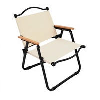 Chaise Kermit avec dossier en bois massif, pliable, portable, pour camping en plein air, table de pique-nique, tissu Oxford 600D, cadre en métal