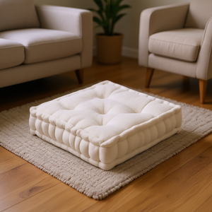 Cojín cuadrado de chenilla sintética para suelo, firmeza media, cojín de asiento con mechones para uso en interiores y exteriores - Product Image 2