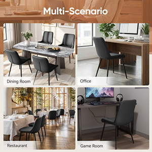 Modern Faux Leather Dining Chair with Ergonomic <b>Backrest</b> Stable Design Armless Crossed Legs for Home Office & Hotel Use - Product Image 2