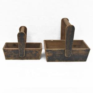 Luckywind Shabby Chic rústico vintage caja de madera flor bonsái maceta verde para plantar flor suculenta artesanía hecha a mano - Product Image 5