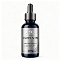 Vitamines K2+D3 OEM à l'huile de coco avec 200 mcg de K2 et 250 mcg de D3 dans l'huile de coco pour le soutien des os et du système immunitaire